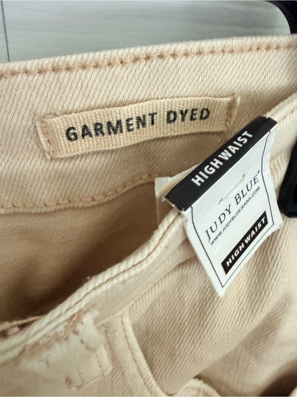 Judy Blue Women's Garment Dyed High Waist Wide Leg Distressed Jeans Tan 15/32 - Picture 6 of 16